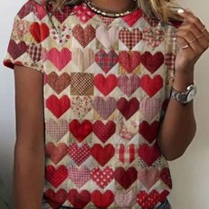 3D Love Pattern Short Sleeve T-shirt, T-shirts, Lilicloth.com