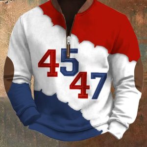 Men's Retro Color Block 45 47 Sweatshirt, Hoodies&Sweatshirts, Lilicloth.com