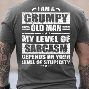 Men's I Am Grumpy Old Man Funny Cotton Text Letters Casual T-Shirt, T-shirts, Lilicloth.com