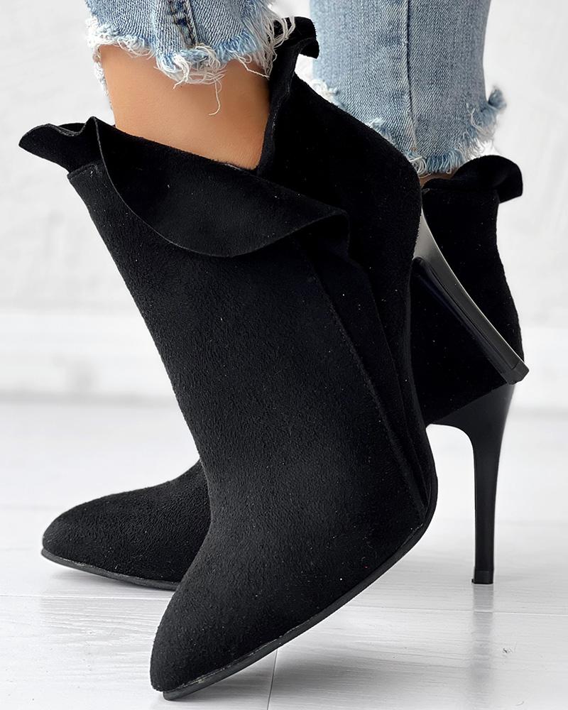 Pointed Toe Zipper Design Thin Heeled Boots, women ANKLE-BOOTS, ChicMe catalog