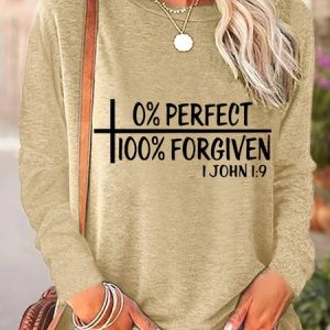 0% Perfect 100% Forgiven John1:9 Women's Long Sleeve T-Shirt, Long sleeves, Lilicloth.com