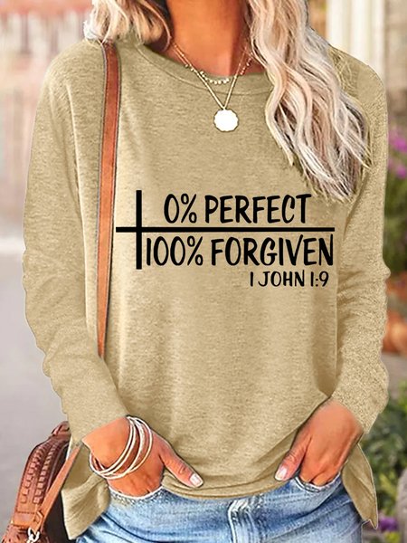 0% Perfect 100% Forgiven John1:9 Women's Long Sleeve T-Shirt, Long sleeves, Lilicloth.com