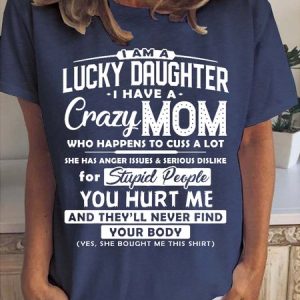 I Am A Lucky Daughter Women's Short Sleeve T-Shirt, T-shirts, Lilicloth.com