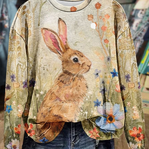 Women's Crew Neck Easter (rabbit) Printing Casual Spring/Fall Long Sleeve Sweatshirt, JustFashionNow Sweatshirts & Hoodies, color:As Picture|size:XXL,