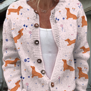Sausage dog knitted button sweater cardigan, Cardigans, Lilicloth.com
