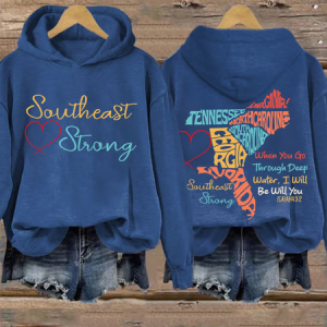 Retro Southeast Strong When You Go Through Deep Waters, I Will Be With You Isaiah 43:2 Tennessee Georgia, South Carolina, North Carolina, , Virginia, Florida Print Hoodie, Hoodies&Sweatshirts, Lilicloth.com