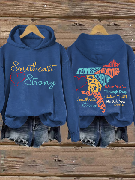 Retro Southeast Strong When You Go Through Deep Waters, I Will Be With You Isaiah 43:2 Tennessee Georgia, South Carolina, North Carolina, , Virginia, Florida Print Hoodie, Hoodies&Sweatshirts, Lilicloth.com