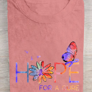 Women's Hope For A Cure Purple Ribbon Alzheimer's Awareness Fighter Supporter Cotton T-Shirt, T-shirts, Lilicloth.com