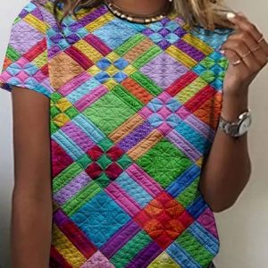 Vintage Animal Crew Neck Short Sleeve T-shirt, T-shirts, color:Multicolor|size:5XL, catalog Noracora shop