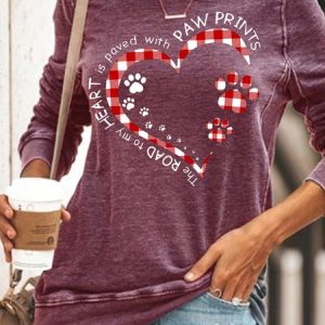 Womens The Road To My Heart Is Paved With Pawprints Casual Sweatshirt, Hoodies&Sweatshirts, Lilicloth.com