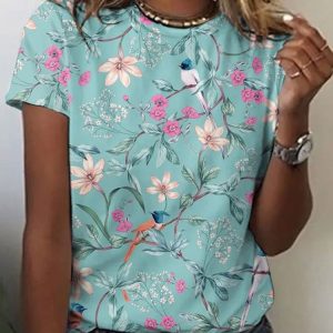 Casual Crew Neck Cotton T-Shirt, T-shirts, Lilicloth.com