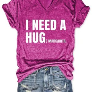 Women's I Need A Huge Margarita V-Neck T-Shirt, T-shirts, Lilicloth.com