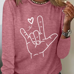 Sign Language Love Needs No Words Casual Long Sleeve Shirt, Long sleeves, Lilicloth.com
