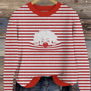Maple Leaf Crew Neck Loose Casual Sweater, Sweaters, Lilicloth.com