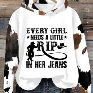 Women's Every Girl Needs A Little RIP In Her Jeans Print Casual Hoodie, Hoodies&Sweatshirts, Lilicloth.com