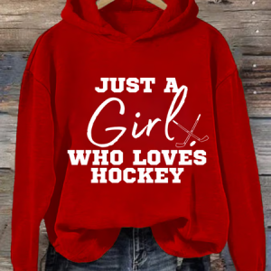Women's Just A Girl Who Loves Hockey Print Casual Sweatshirt Hoodie, Hoodies&Sweatshirts, Lilicloth.com
