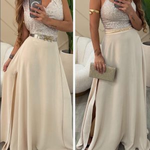 High Wasit A Line Slit Long Skirt Casual Flowy Summer Maxi Skirt, women Skirts, ChicMe catalog