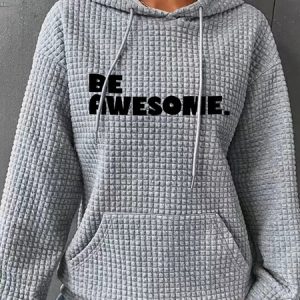 Be Awesome Simple Loose Hoodie, Hoodies&Sweatshirts, Lilicloth.com