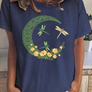 Moon And Dragonfly Women's Short sleeve tops, T-shirts, Lilicloth.com