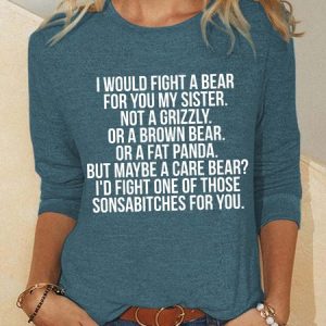Would fight a bear for sister Women's Sweatshirts, Hoodies&Sweatshirts, Lilicloth.com