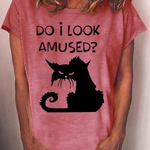 Women's Do I Look Amussed Print Casual T-Shirt, T-shirts, Lilicloth.com