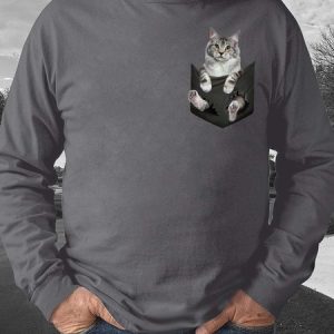Men’s Cat In The Pocket Pattern Casual Animal Sweatshirt, Hoodies&Sweatshirts, Lilicloth.com
