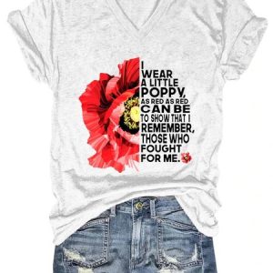 Women's Memorial Veteran Day V-Neck Casual Tee, T-shirts, Lilicloth.com