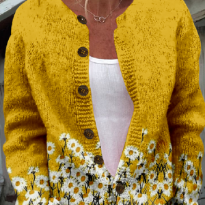 Crew Neck Casual Knitted Cardigan, Cardigans, Lilicloth.com