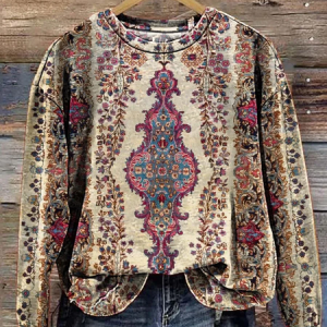 Ladies vintage cute floral art print casual Sweashirt, Hoodies&Sweatshirts, Lilicloth.com