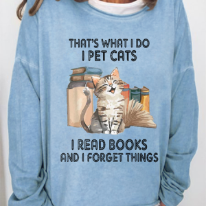 Women's That's What I Do Cat Graphic Letter Sweatshirt, Hoodies&Sweatshirts, Lilicloth.com