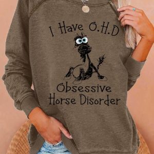 Women's Crew Neck Animal Simple Spring/Fall Long Sleeve Sweatshirt, JustFashionNow Sweatshirts & Hoodies, color:Brown|size:3XL,