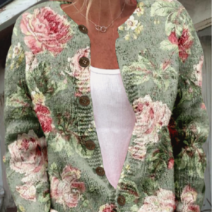Loose Crew Neck Ethnic Cardigan, Cardigans, Lilicloth.com