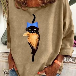 Pussy Hat Cat&Orange Feminist Print Casual Sweatshirt, Hoodies&Sweatshirts, Lilicloth.com
