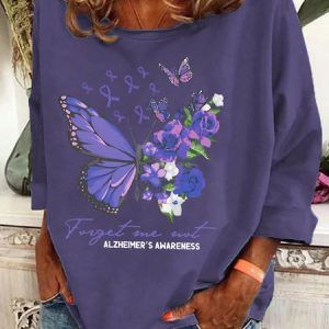 Purple Forget me not Alzheimer Awareness Casual Sweatshirt, Hoodies&Sweatshirts, Lilicloth.com
