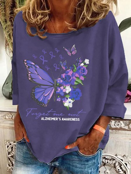 Purple Forget me not Alzheimer Awareness Casual Sweatshirt, Hoodies&Sweatshirts, Lilicloth.com