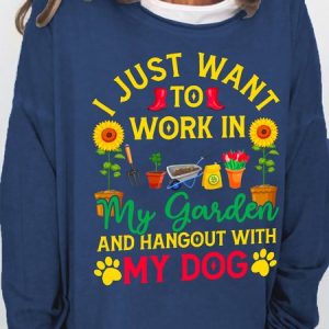 Women I Just Want to Work in My Garden and Hang Out with My Dog Simple Sweatshirt, Hoodies&Sweatshirts, Lilicloth.com