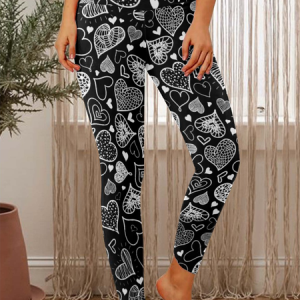 Valentines Day Heart Pattern Womens Tummy Control Legging, Leggings, Lilicloth.com