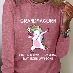 Women's Animal Long Sleeve Blouse_ Spring/Fall Crew Neck Daily Casual Top, JustFashionNow Shirts, color:Watermelon|size:3XL,