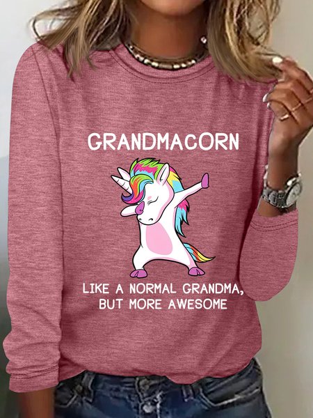 Grandma Unicorn Grandmacorn Casual Long Sleeve Shirt, Long sleeves, Lilicloth.com