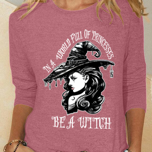Be A Witch Witch Hat Halloween Casual Long Sleeve Shirt, Long sleeves, Lilicloth.com
