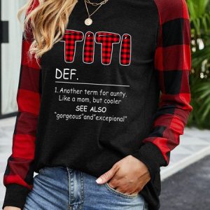 Titi , Best Aunt  Ladies Plaid Print Sweatshirts & Pullover, Hoodies&Sweatshirts, Lilicloth.com