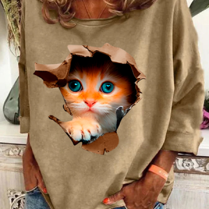 Cute Cat Casual Sweatshirt, Hoodies&Sweatshirts, Lilicloth.com