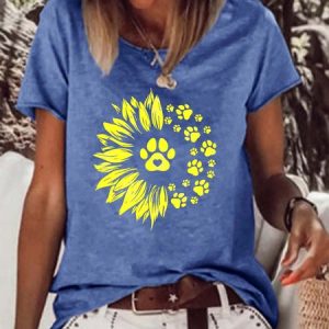 Sunflower Half Paw Women's Short sleeve tops, T-shirts, Lilicloth.com