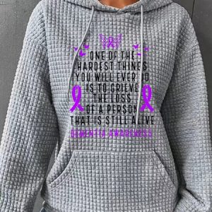Dementia Awareness Month Butterfly Warrior Alzheimers Simple Loose Hoodie, Hoodies&Sweatshirts, Lilicloth.com