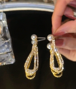 1Pair Pearls Rhinestone Drop Chain Earrings, women Earrings, ChicMe catalog