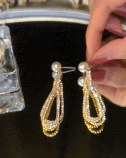 1Pair Pearls Rhinestone Drop Chain Earrings, women Earrings, ChicMe catalog