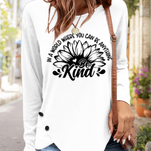 Women's Sunflower Be Kind Long Sleeve T-Shirt, Long sleeves, Lilicloth.com