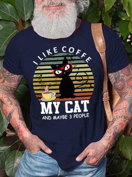 Lilicloth X Y I Like Coffee My Cat And Maybe 3 People Men's T-Shirt, T-shirts, Lilicloth.com