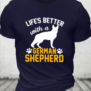 Cotton German Shepherd Casual Text Letters T-Shirt, Shirts, Lilicloth.com