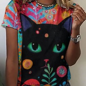 Women's Funny Black Casual Short Sleeve T-Shirt, T-shirts, Lilicloth.com